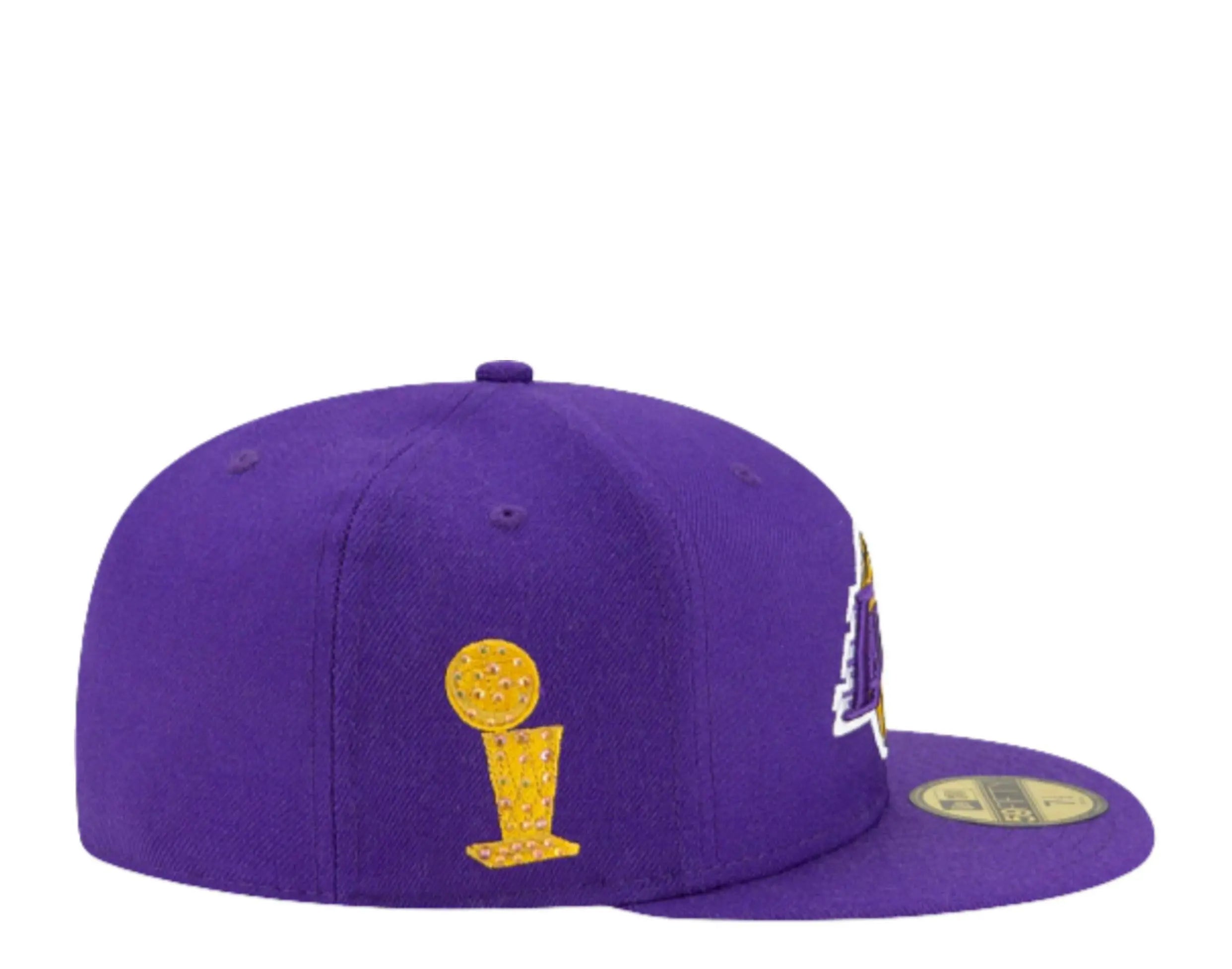 New Era 59Fifty Men Los Angeles Lakers Icy Side Patch Fitted Hat Purple/Baby Blue 5