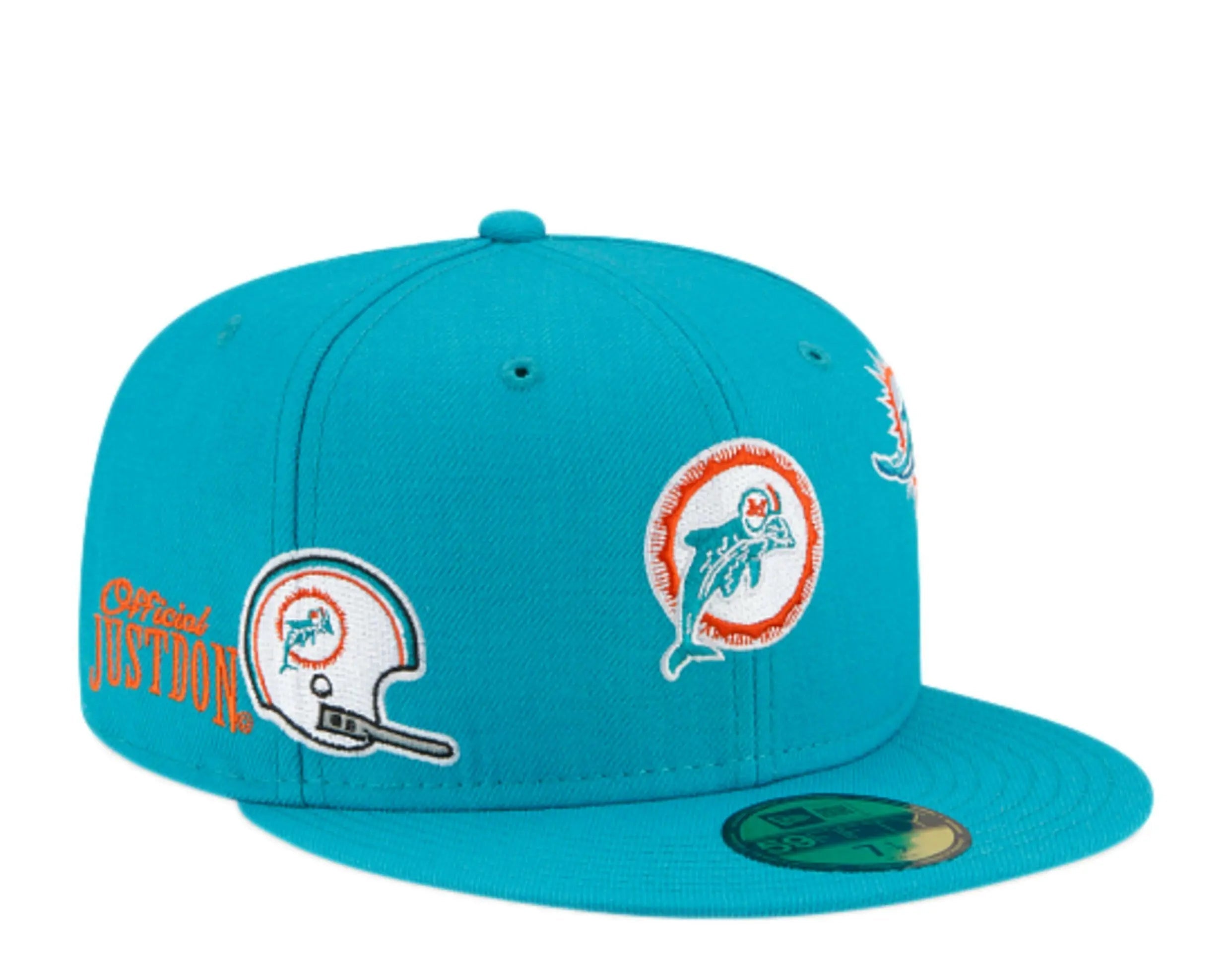 New Era x Just Don 59Fifty Men Miami Dolphins Fitted Hat Aqua 1