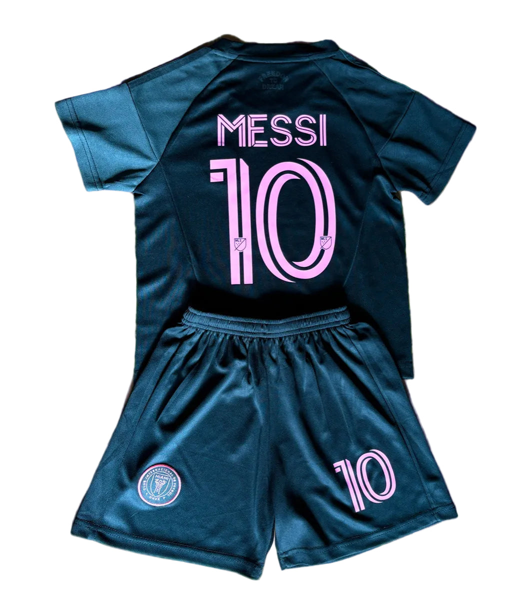 Lionel Messi Black Miami 2025 Kids Soccer Jersey Set Football 1