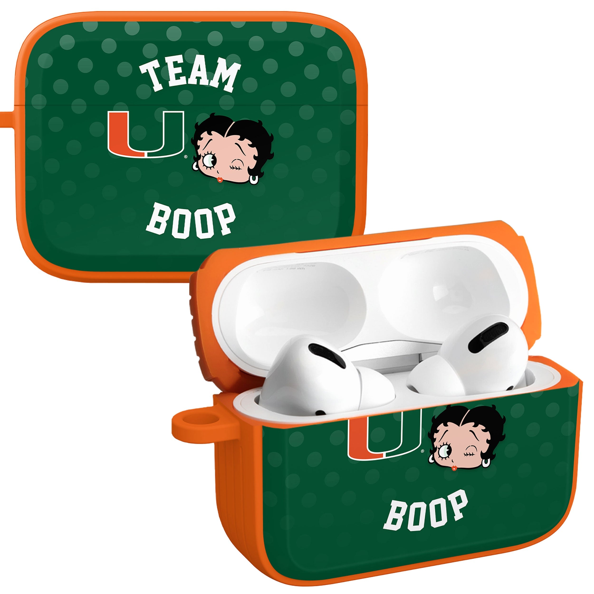 Miami Hurricanes X Betty Boop HDX Apple AirPods Pro 1 & 2 Case Cover 1