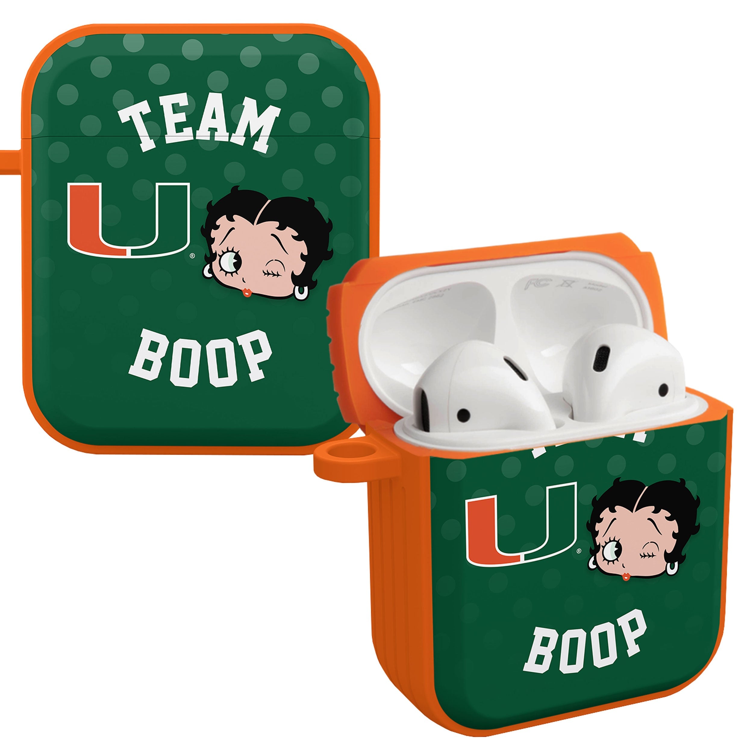 Miami Hurricanes X Betty Boop HDX Apple AirPods Gen 1 & 2 Case Cover 1