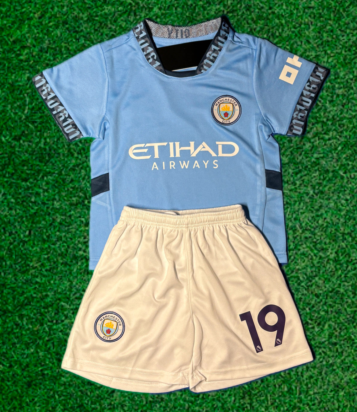 J Alvarez 19 Kids Soccer Jersey Man City Home Kids Youth & Toddler Jersey Kit 4