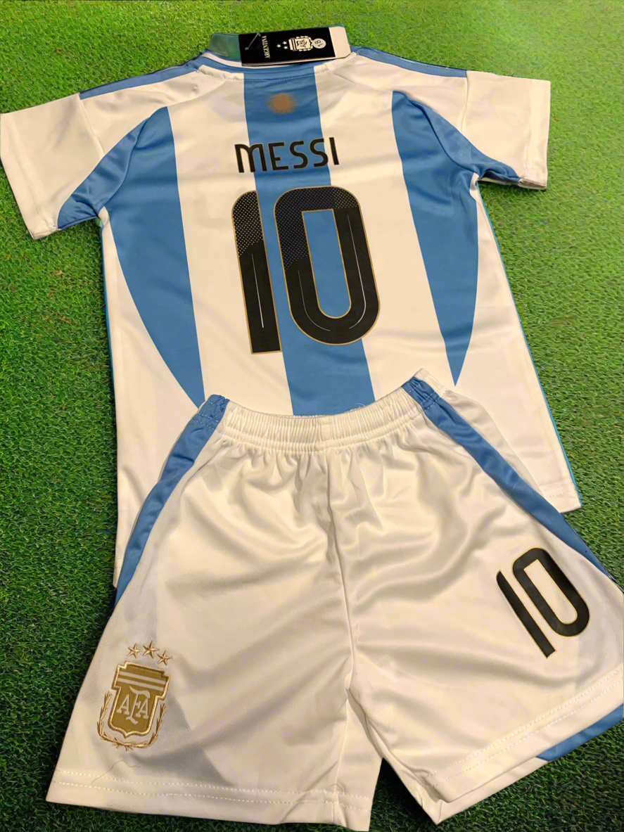 Lionel Messi Kids Soccer Argentina Home Jersey Set Youth & Toddler Sizes 1
