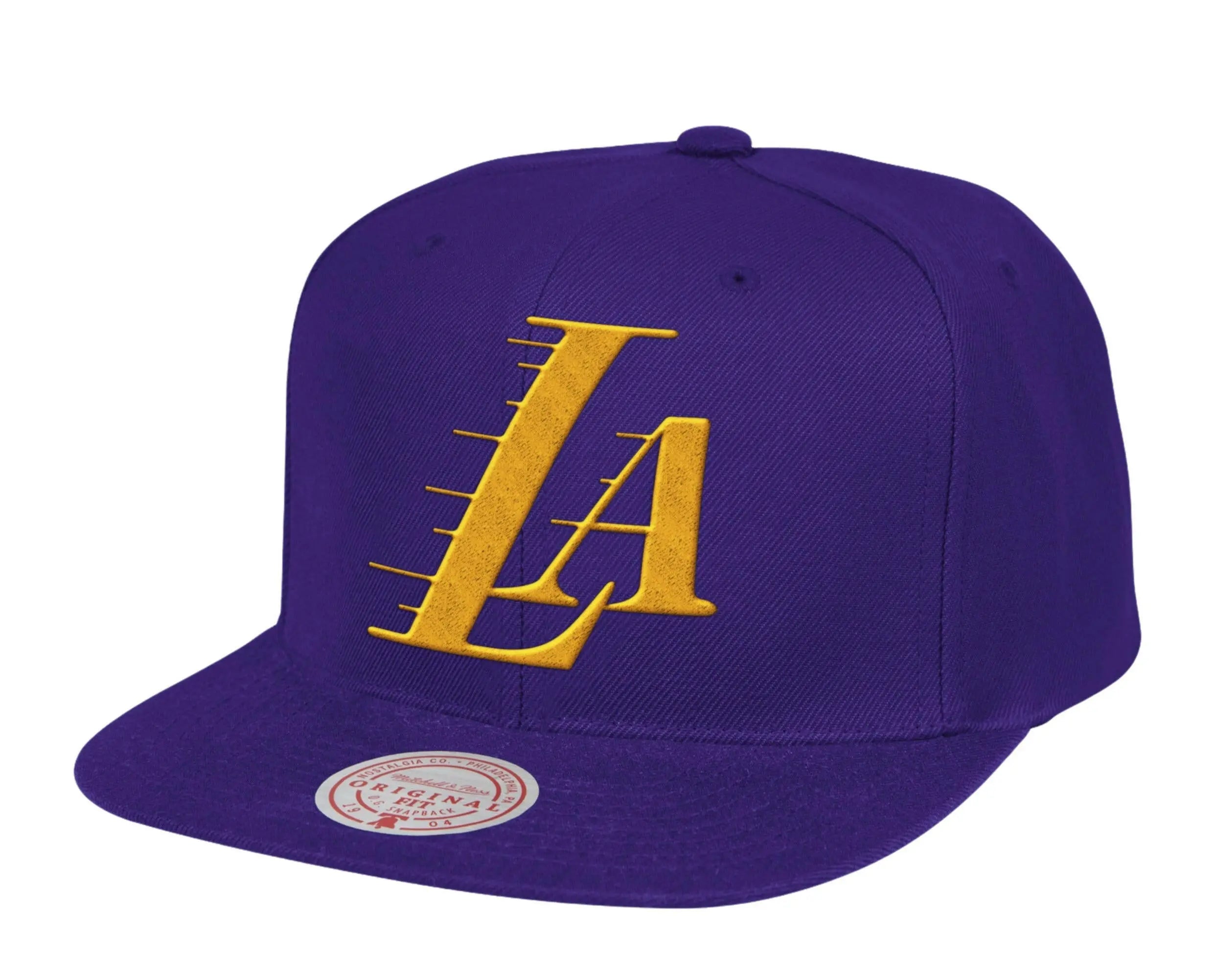 Mitchell & Ness Los Angeles Lakers HWC Logo Remix Men Snapback Hat Purple 1