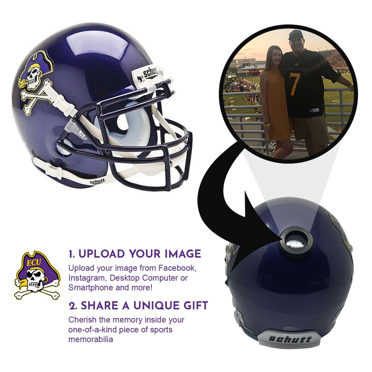 East Carolina Pirates College Football Collectible Mini Helmet - Picture Inside - FANZ Collectibles 2