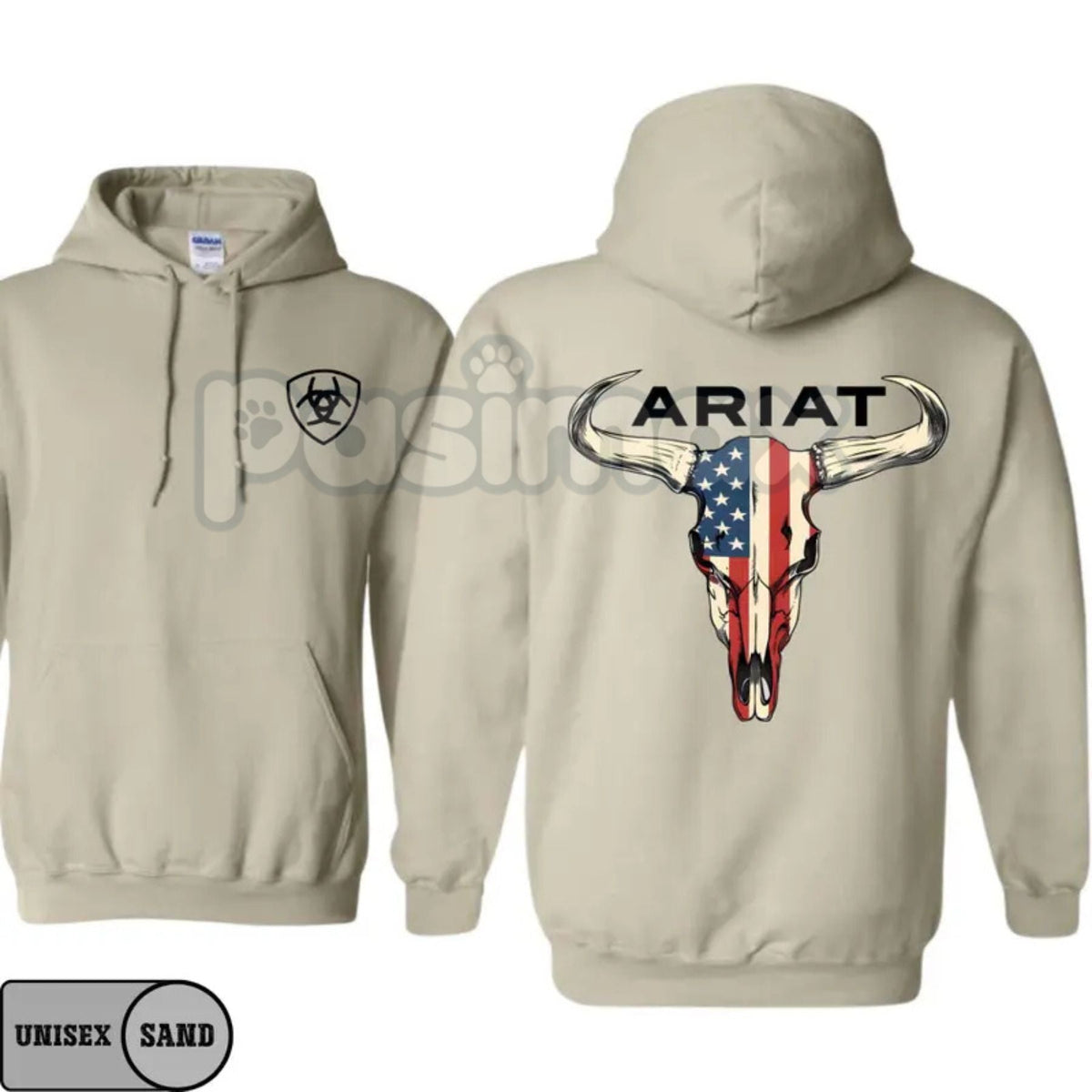 Ariat Hoodie – American Flag Bull Skull Western Cowboy Pullover, Patriotic & Rustic Outdoors Apparel, Unisex 6