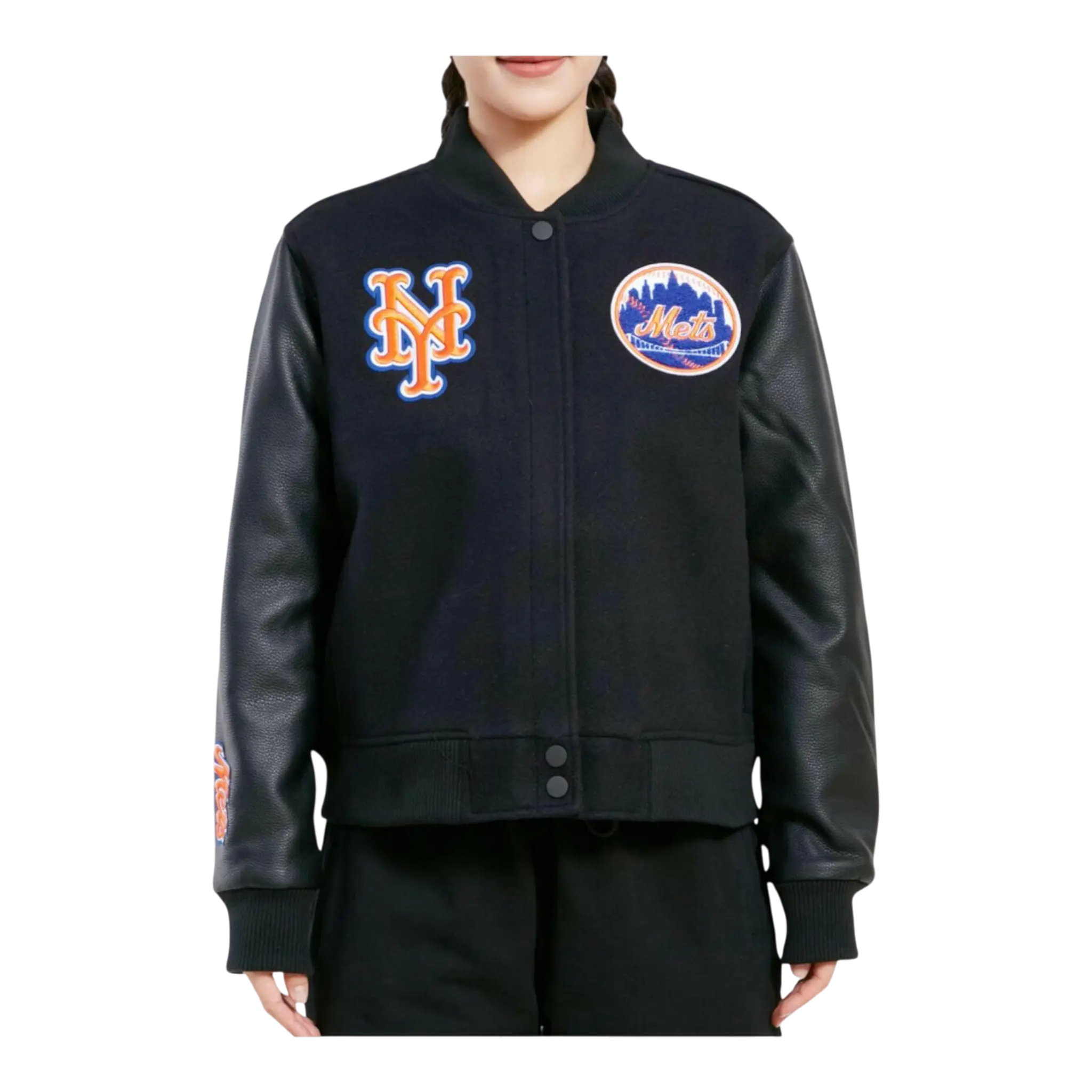 Pro Standard MLB New York Mets Classic Wool Varsity Women Jacket Jet Black 1