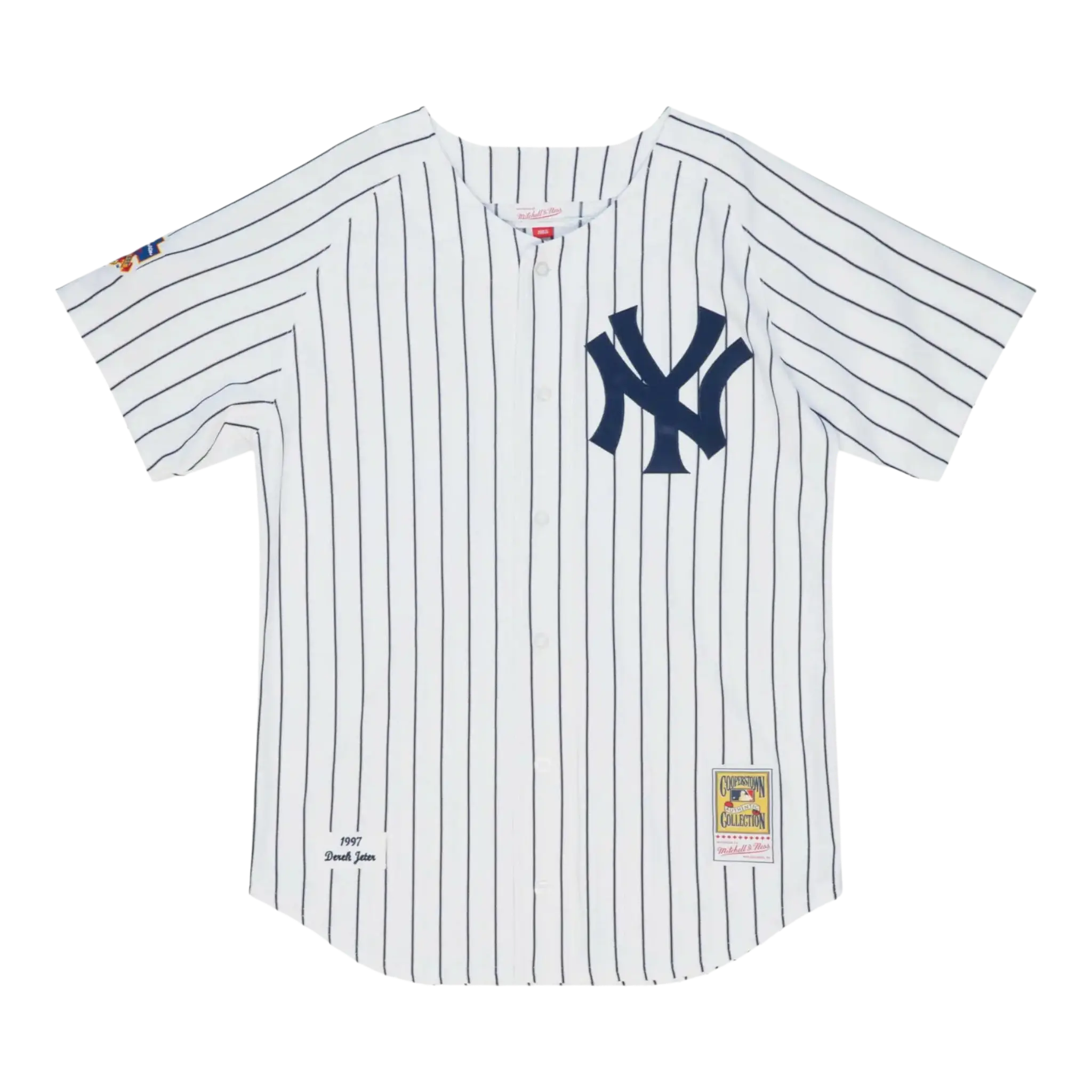 Mitchell & Ness Authentic New York Yankees 1997 Derek Jeter Men Baseball Jersey White/Navy Pinstripe 1