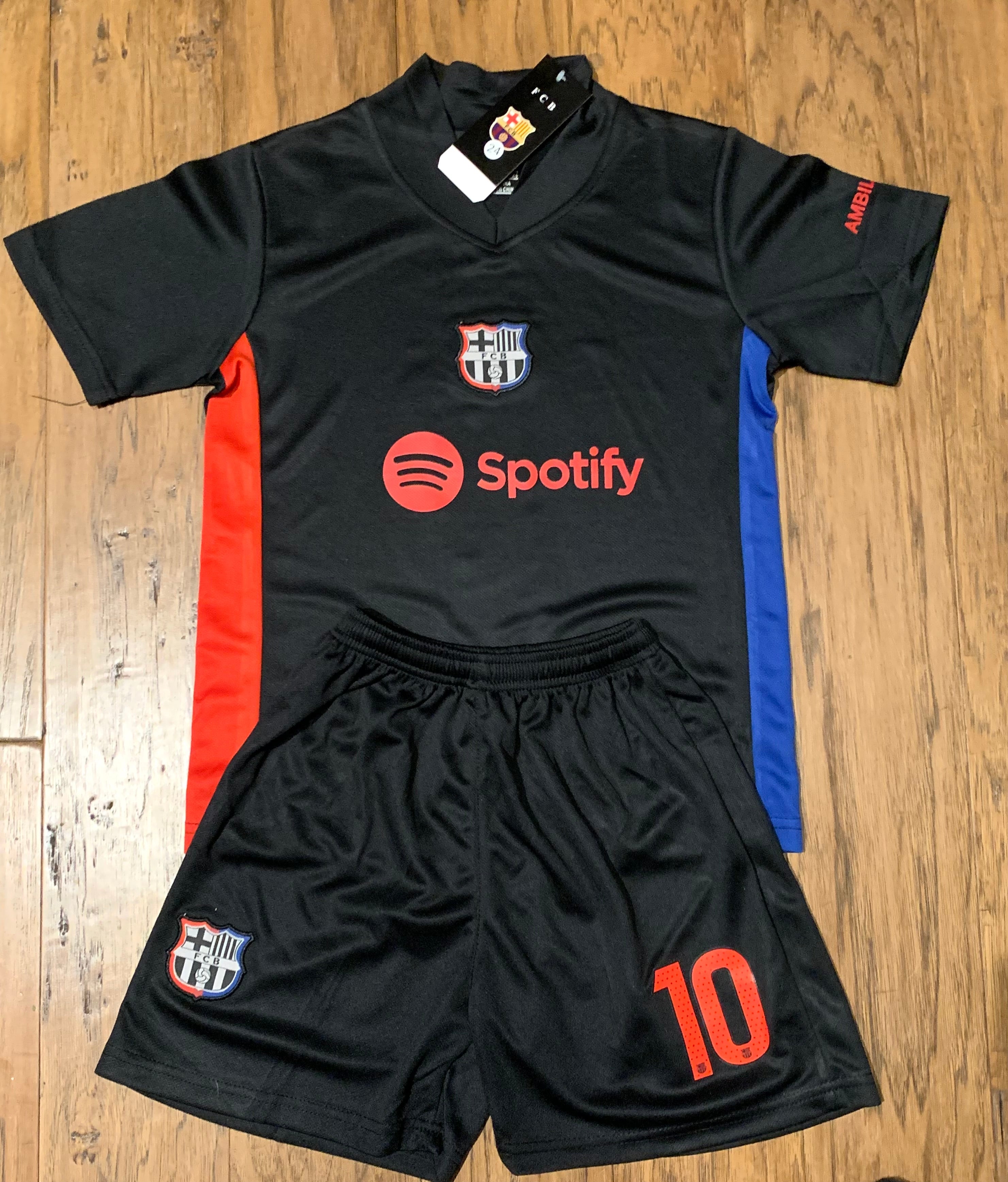 Lionel Messi Away Black Barcelona Soccer Jersey Kids Toddler & Youth Sizes 5