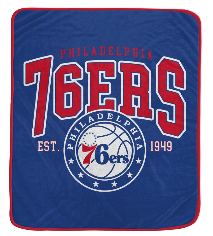 Philadelphia 76ers 50" x 60" Vintage Arch Block Blanket 1
