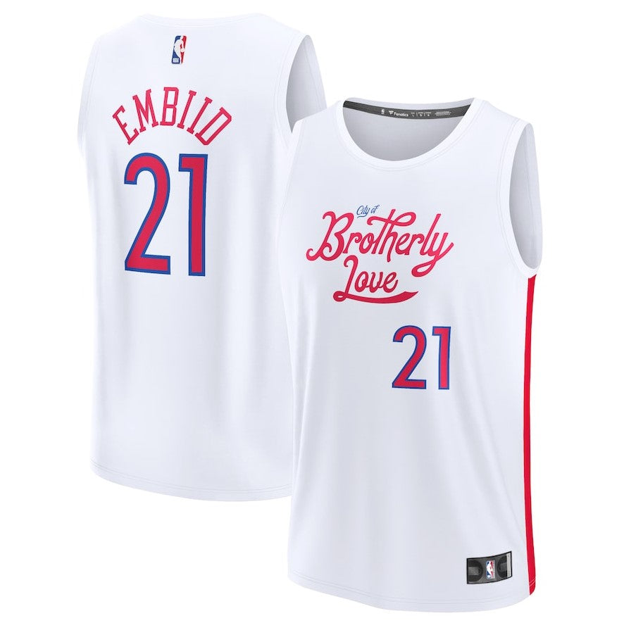 Joel Embiid Philadelphia 76ers Youth 2022/23 Fastbreak Jersey - City Edition - White 1