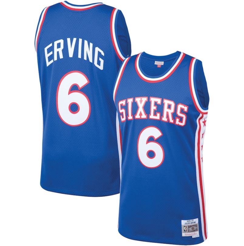 Julius Erving Philadelphia 76ers Mitchell & Ness 1976-77 Hardwood Classics Royal Blue Swingman Jersey 1