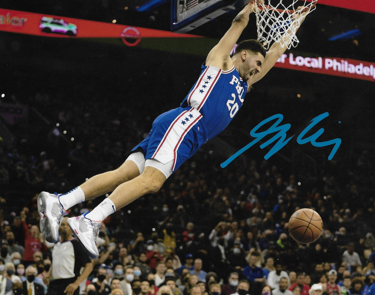 Georges Niang in Action Philadelphia 76ers Autographed Basketball Photo 1