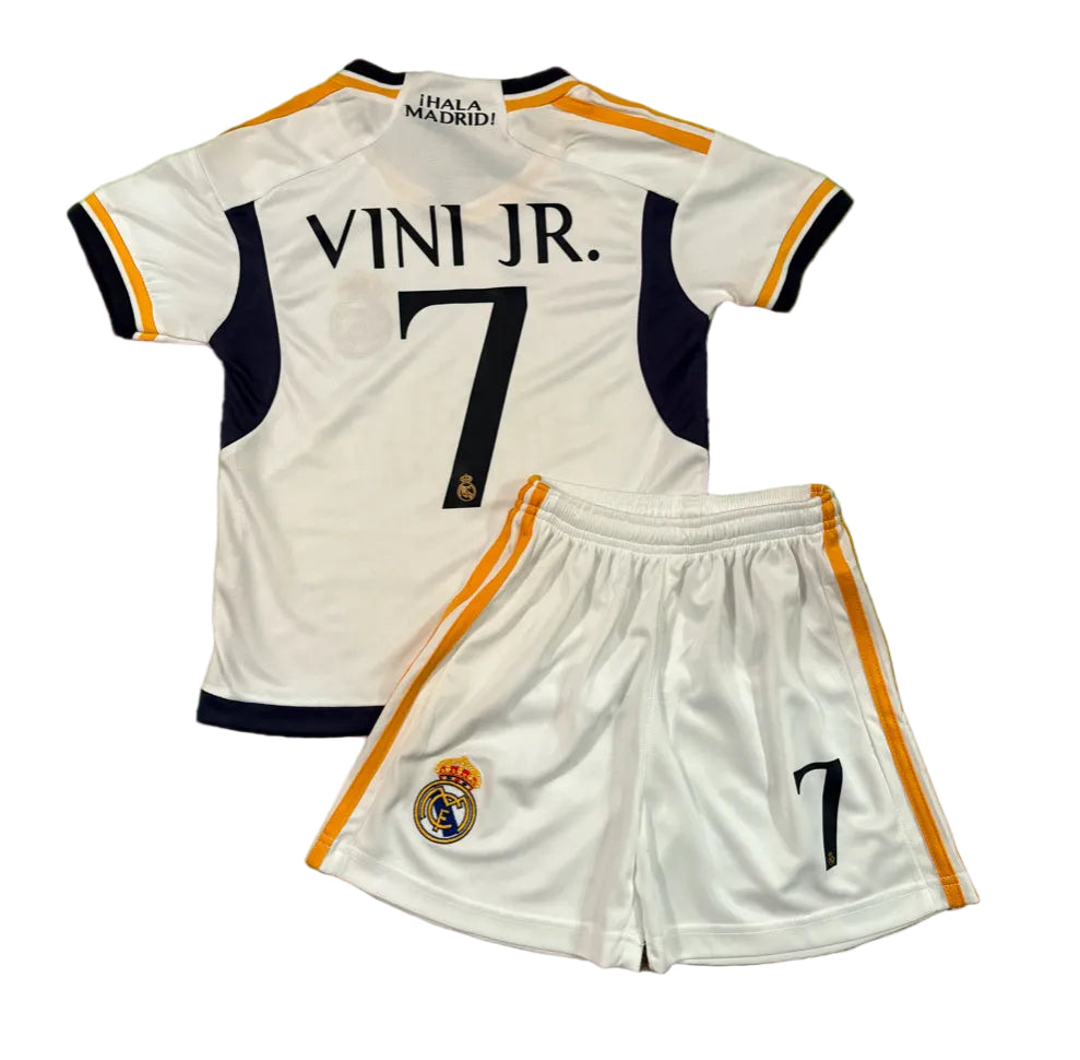 Vini Jr Kids Jersey White/Gold Real Madrid Youth and Toddler Sizes 6