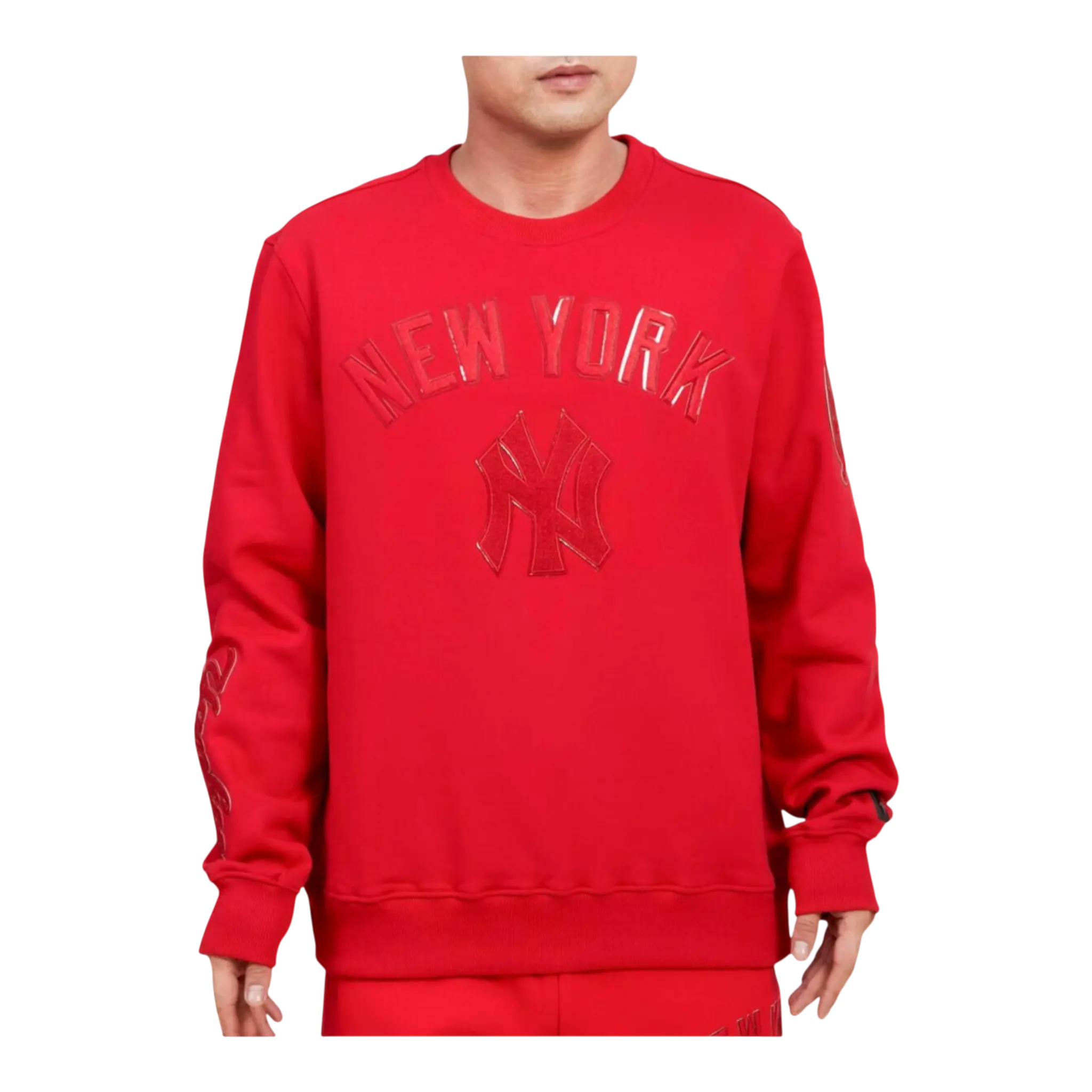 Pro Standard MLB New York Yankees Triple Red Crewneck Men Sweatshirt Red 1