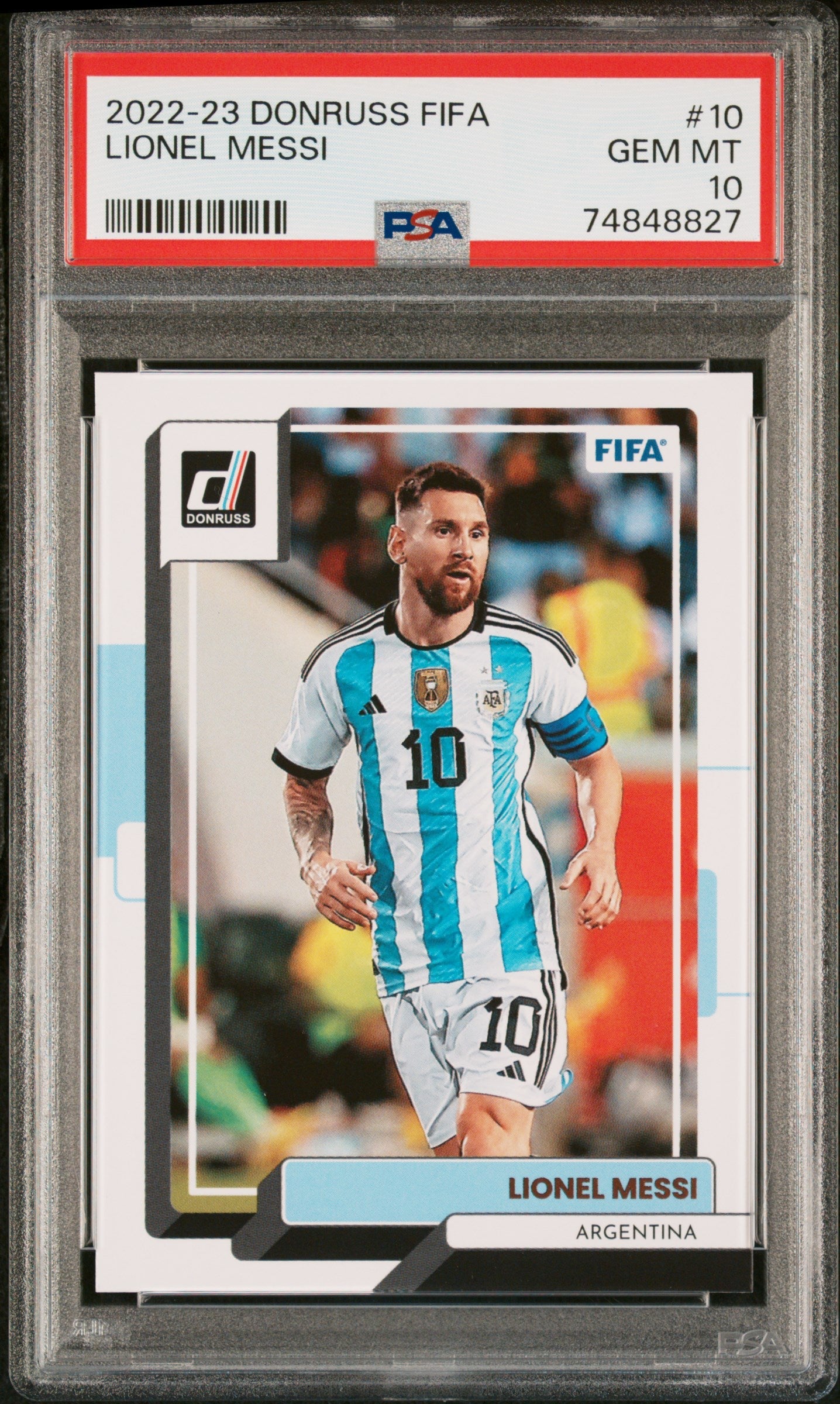 Graded 2022 Panini Donruss FIFA Lionel Messi #10 Soccer Card PSA 10 Gem Mint 1