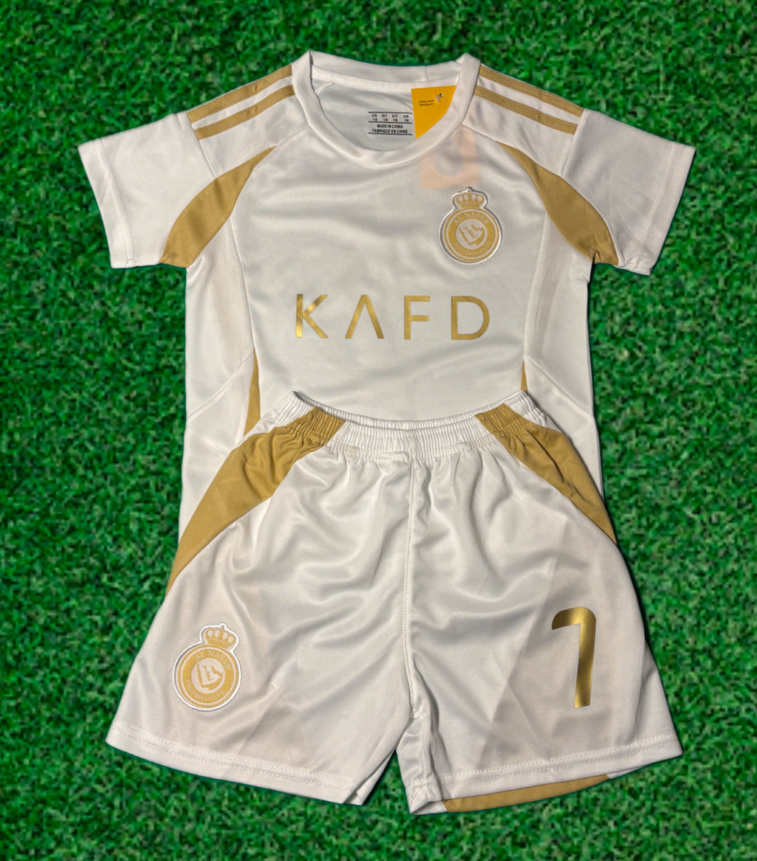 Ronaldo Al Nassr Kids Home Soccer Jersey Kit Youth Toddler Sizes 2