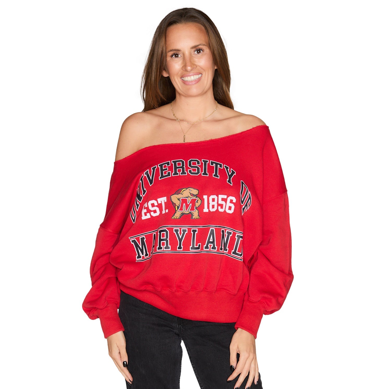 Maryland Terps Off the Shoulder Sweatshirt | lojobands