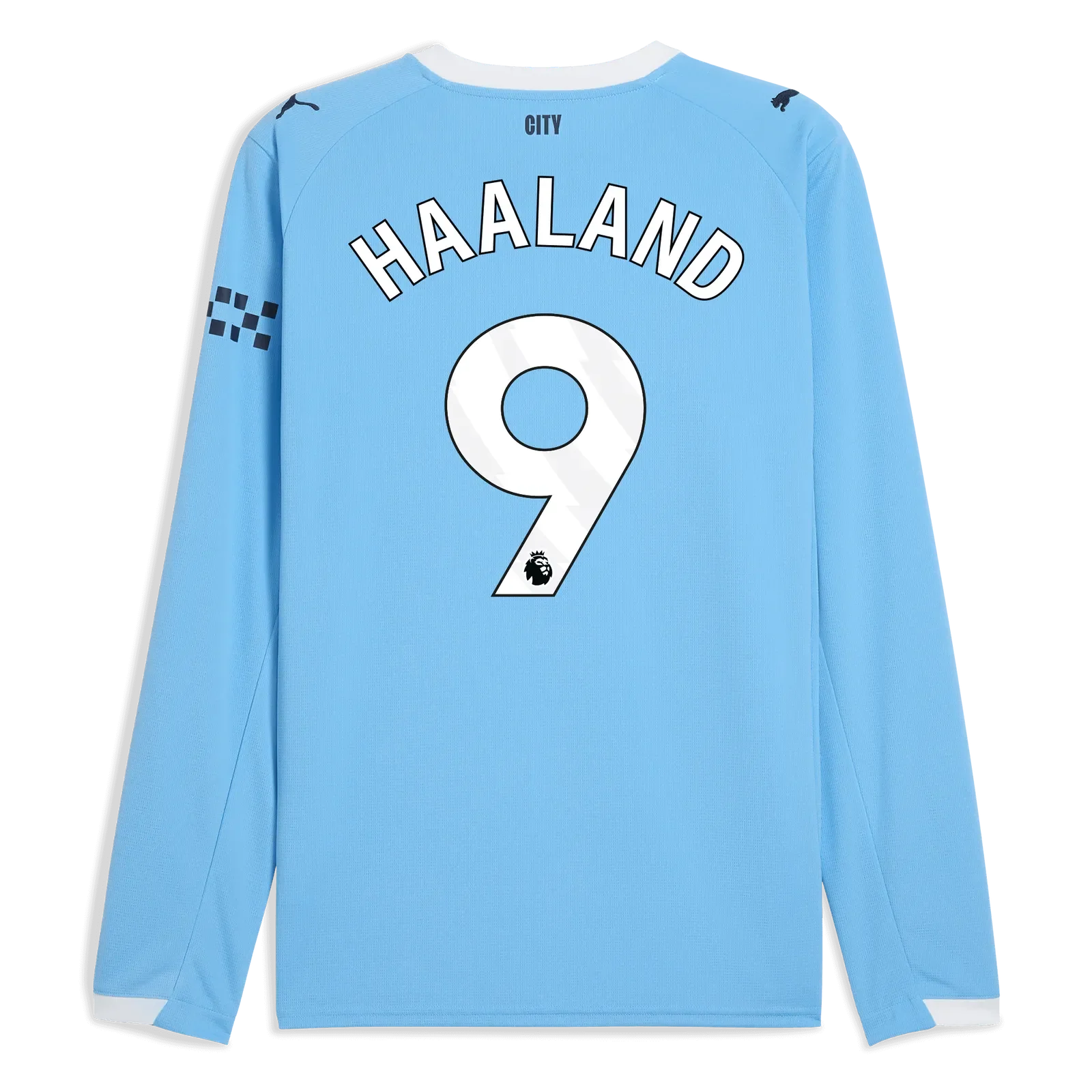 Puma 2025-26 Manchester City Men's Stadium Home Long-Sleeve Soccer Jersey 9