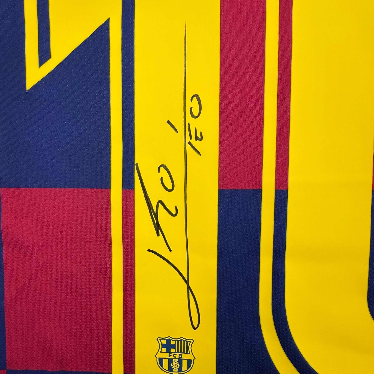 Framed Autographed/Signed Lionel Leo Messi 35x39 FC Barcelona Soccer Jersey Beckett BAS COA 2