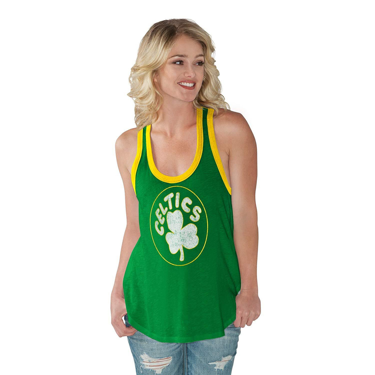 NBA Boston Celtics Womens Power Play Color Block Tank Top/Green/L 1