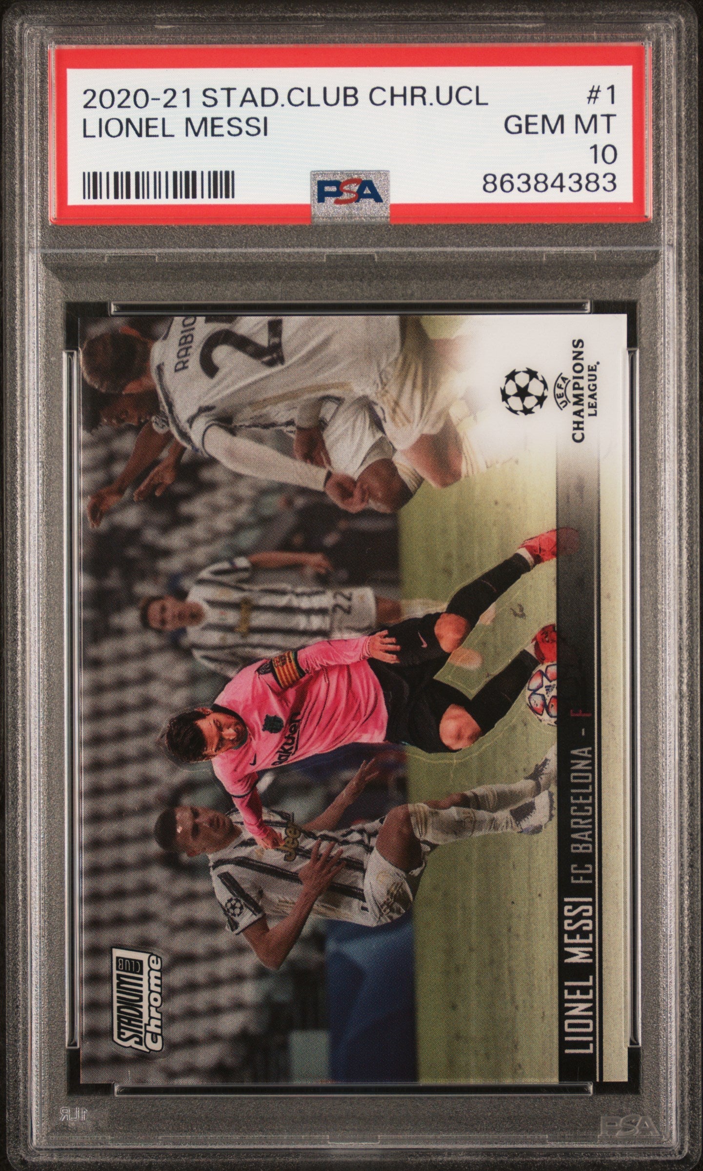 Graded 2020-21 Topps Stadium Club Chrome UCL Lionel Messi #1 Champions League Soccer Card PSA 10 Gem Mint 1