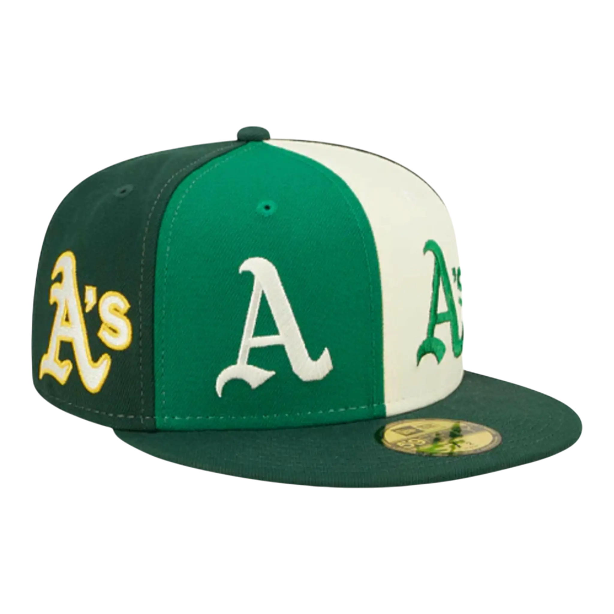New Era 59Fifty MLB Oakland Athletics Logo Pinwheel Fitted Hat Multi/Green 1