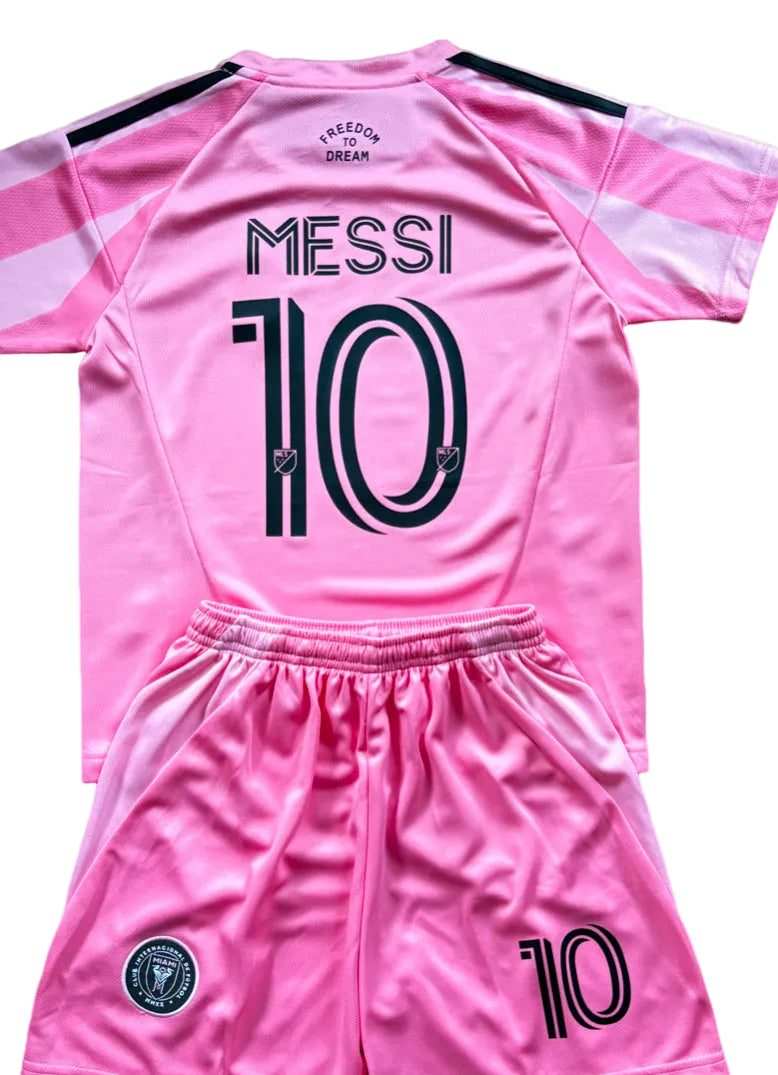 New Pink Lionel Messi Home Kids Soccer Jersey Pink Set of 2 | Toddler & Youth 5