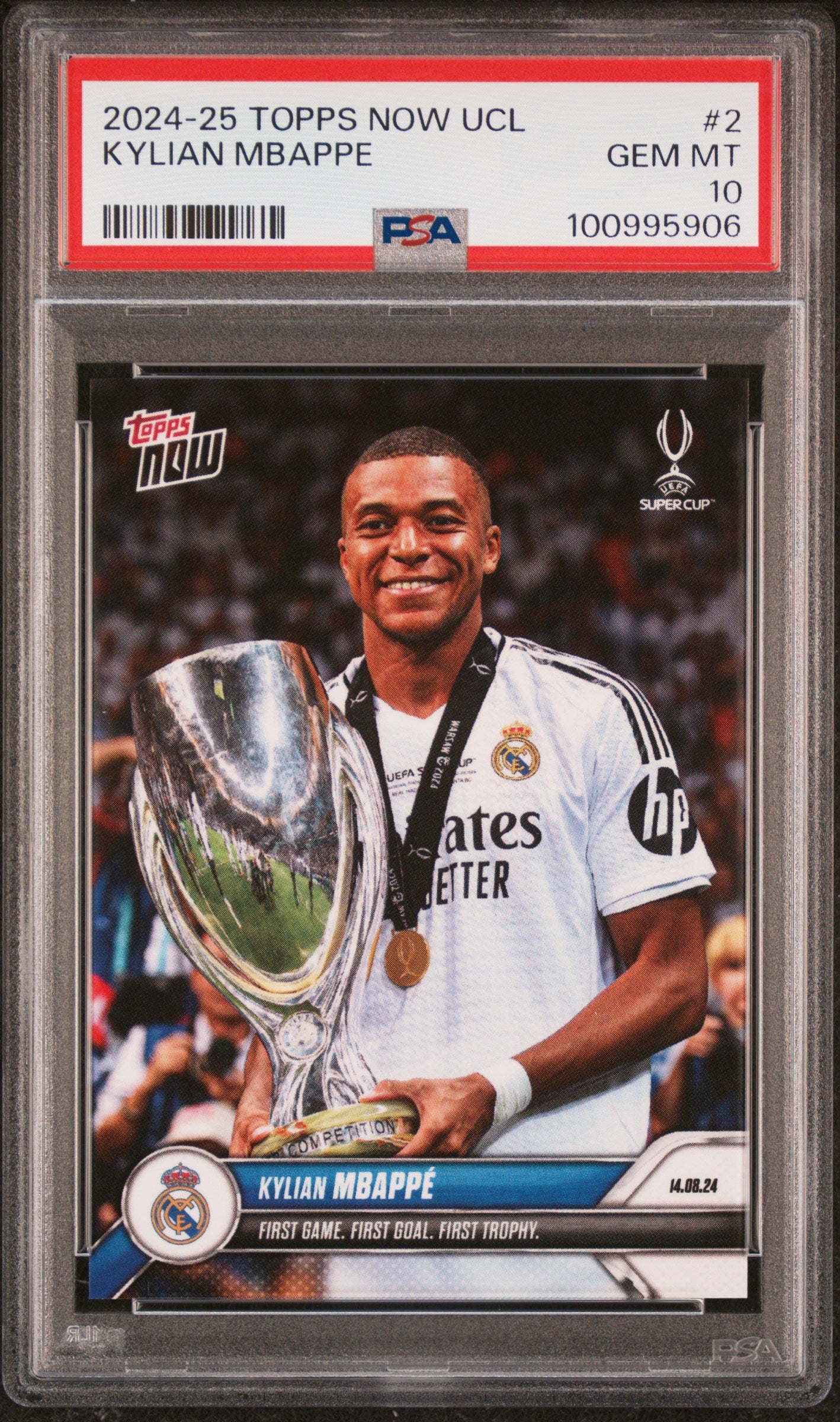 Graded 2024 Topps Now UEFA Champions League Kylian Mbappe #2 Soccer Card PSA 10 Gem Mint 1