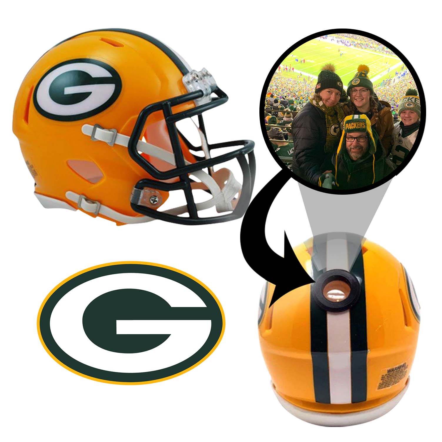 Green Bay Packers NFL Mini Helmet - Picture Inside 1