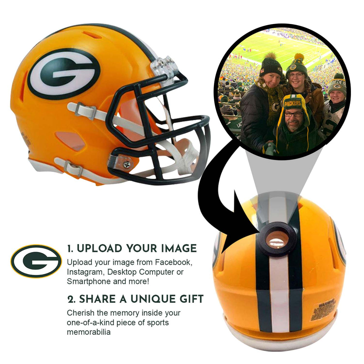 Green Bay Packers NFL Mini Helmet - Picture Inside 2