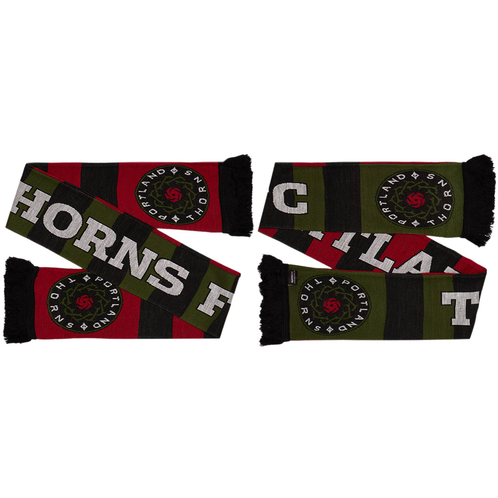 PORTLAND THORNS FC SCARF- Red and Green Bar (HD Knit) 2