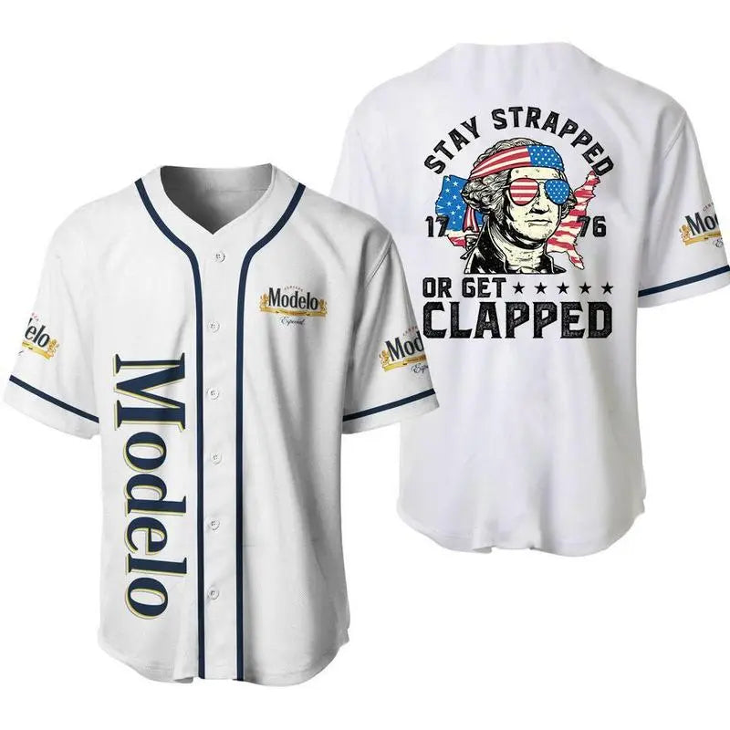 George Washington 1776 Baseball Jersey – 4th of July Coors Beer USA Flag Party Shirt 4