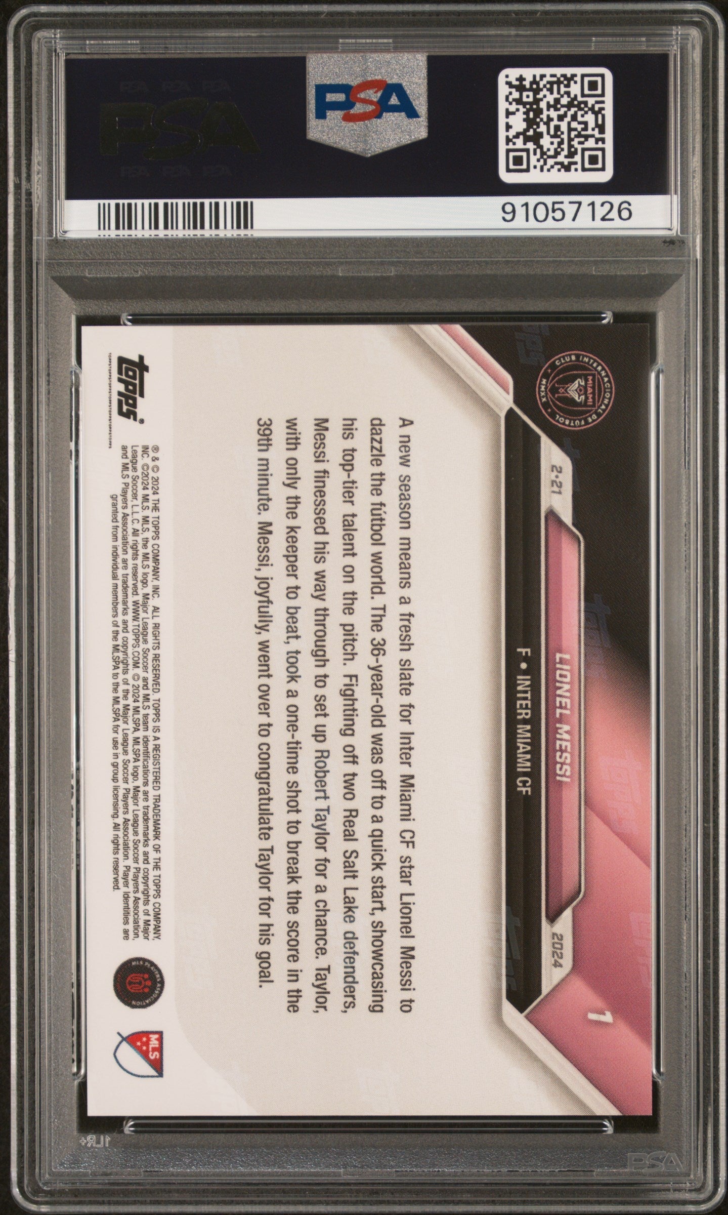 Graded 2024 Topps Now MLS Lionel Messi #1 Maestro Creates 1st Goal of 2024 MLS Season Opener Soccer Card PSA 10 Gem Mint 2