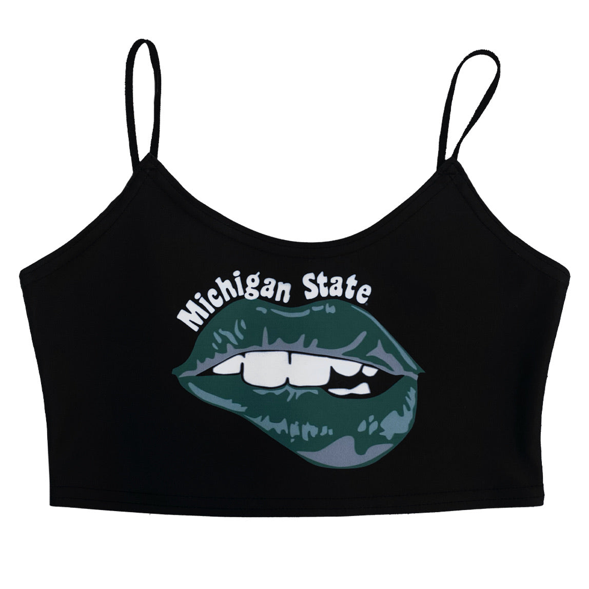 Michigan State Lips Black Spaghetti Tank | lojobands 4