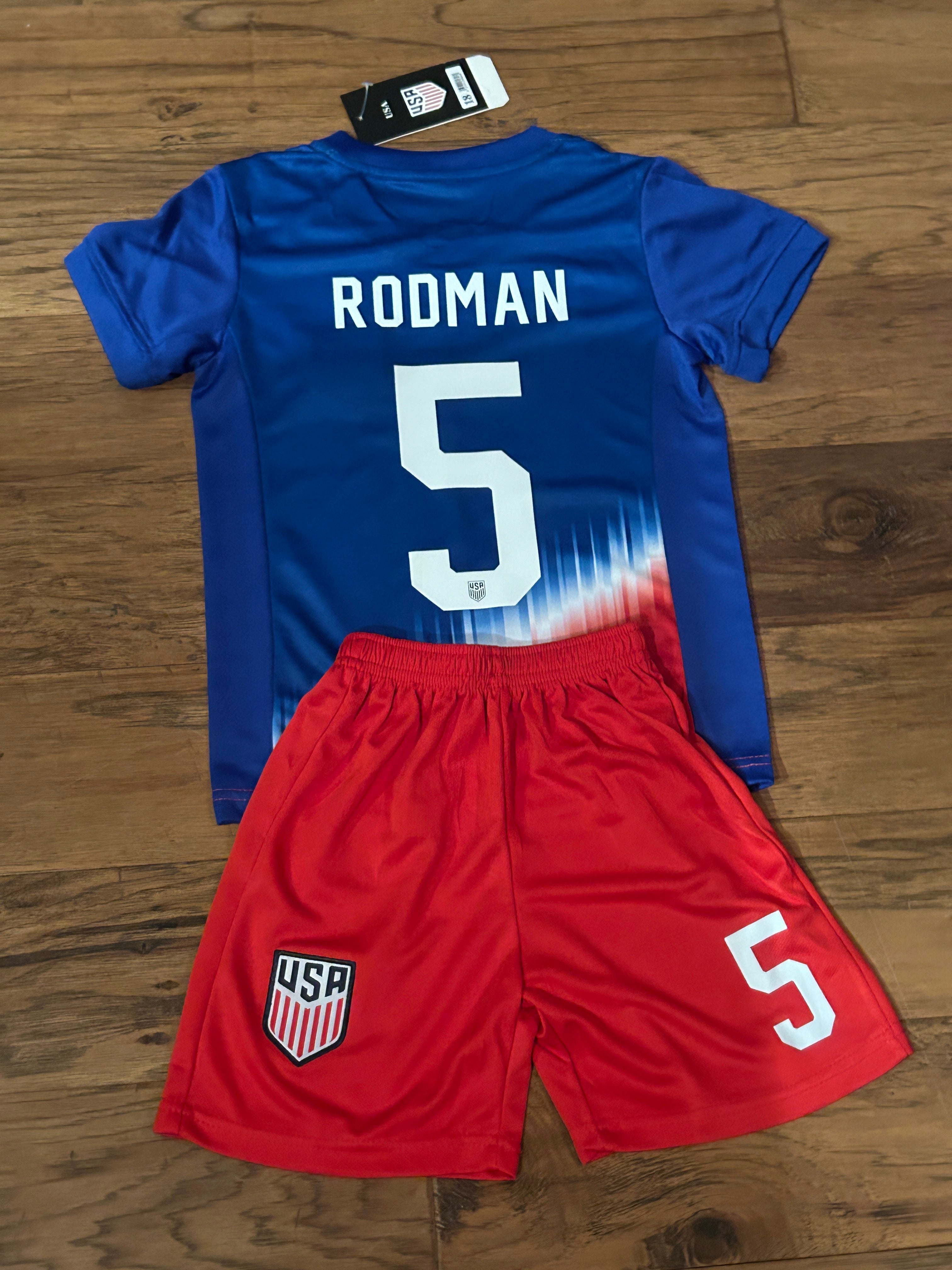 Trinity Rodman USA Kids Soccer Jersey Set - Toddler & Youth Sizing 8