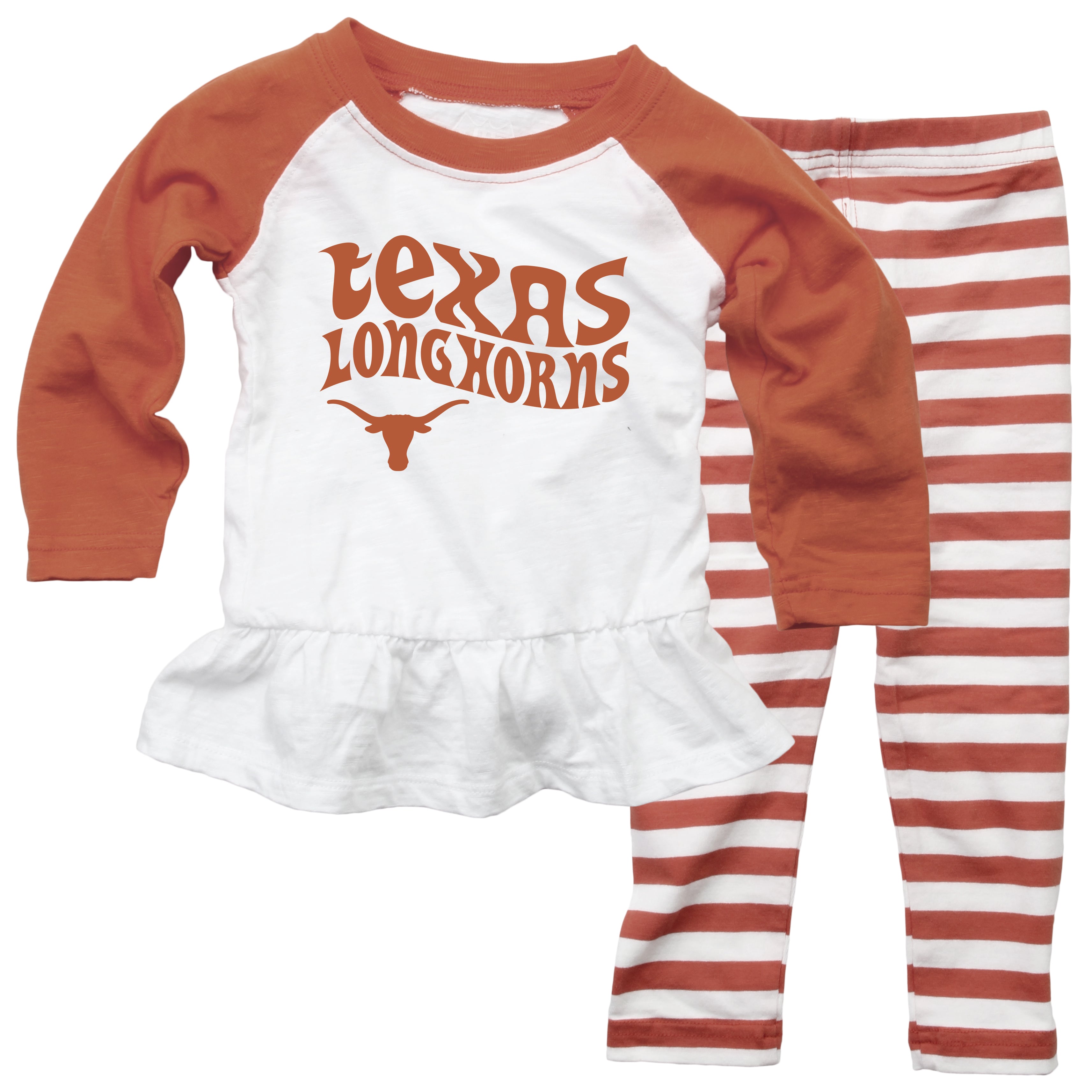 Texas Longhorns NCAA Infant Girls Ruffle Raglan Set 1