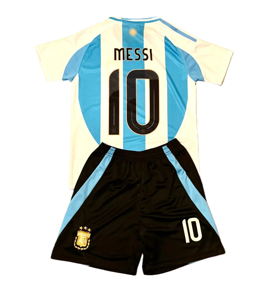 Kids Messi Jersey Kit - Argentina Black Shorts Version Soccer Jersey Set 1