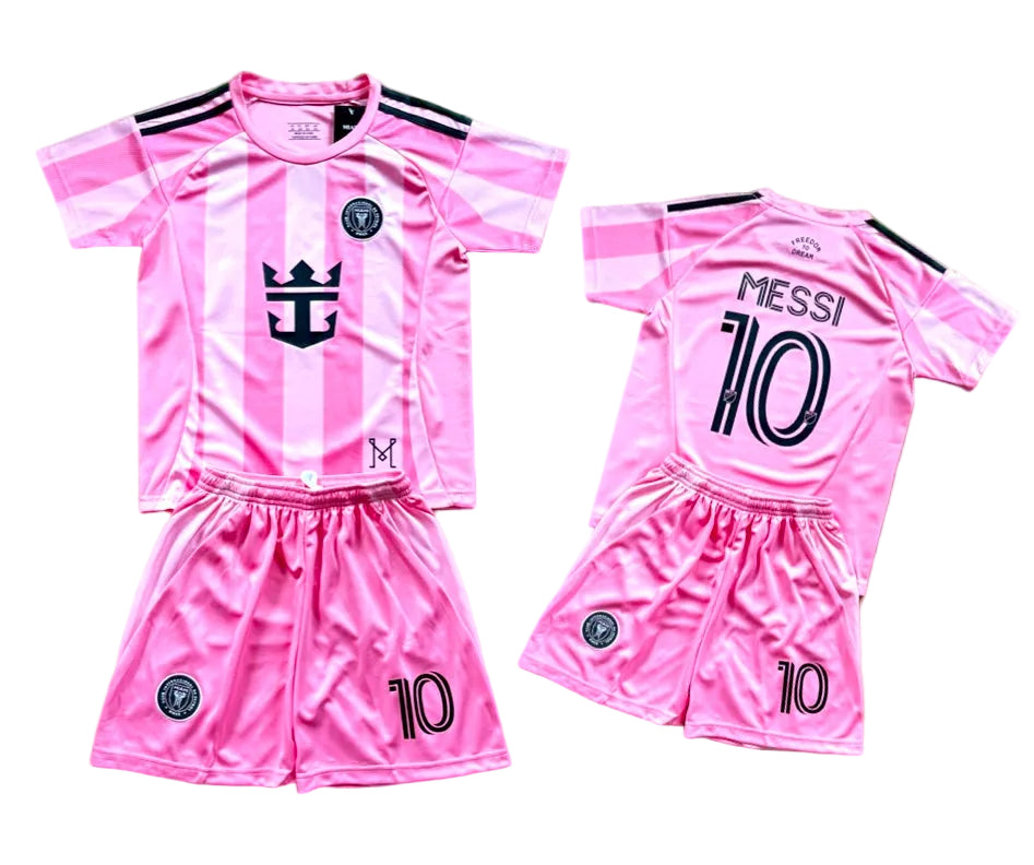 New Pink Lionel Messi Home Kids Soccer Jersey Pink Set of 2 | Toddler & Youth 1