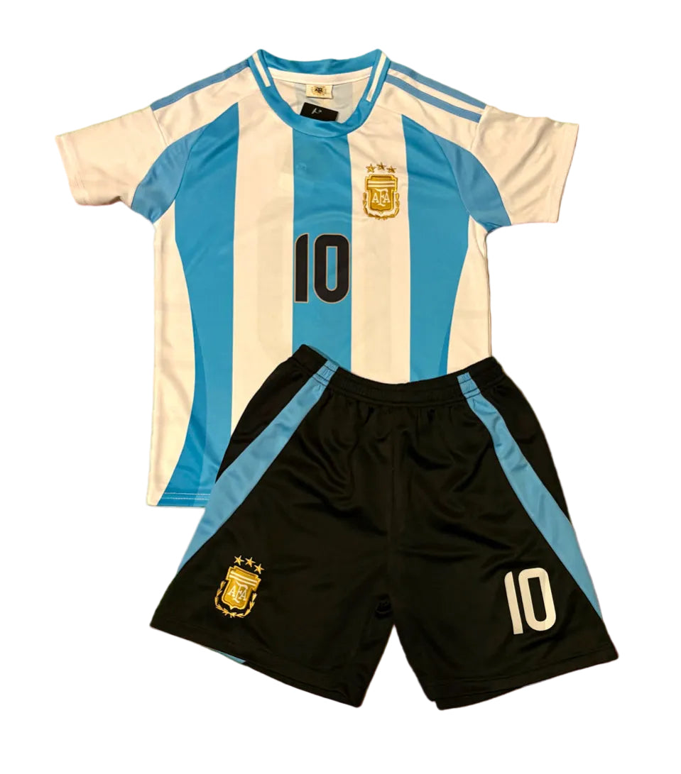 Kids Messi Jersey Kit - Argentina Black Shorts Version Soccer Jersey Set 2