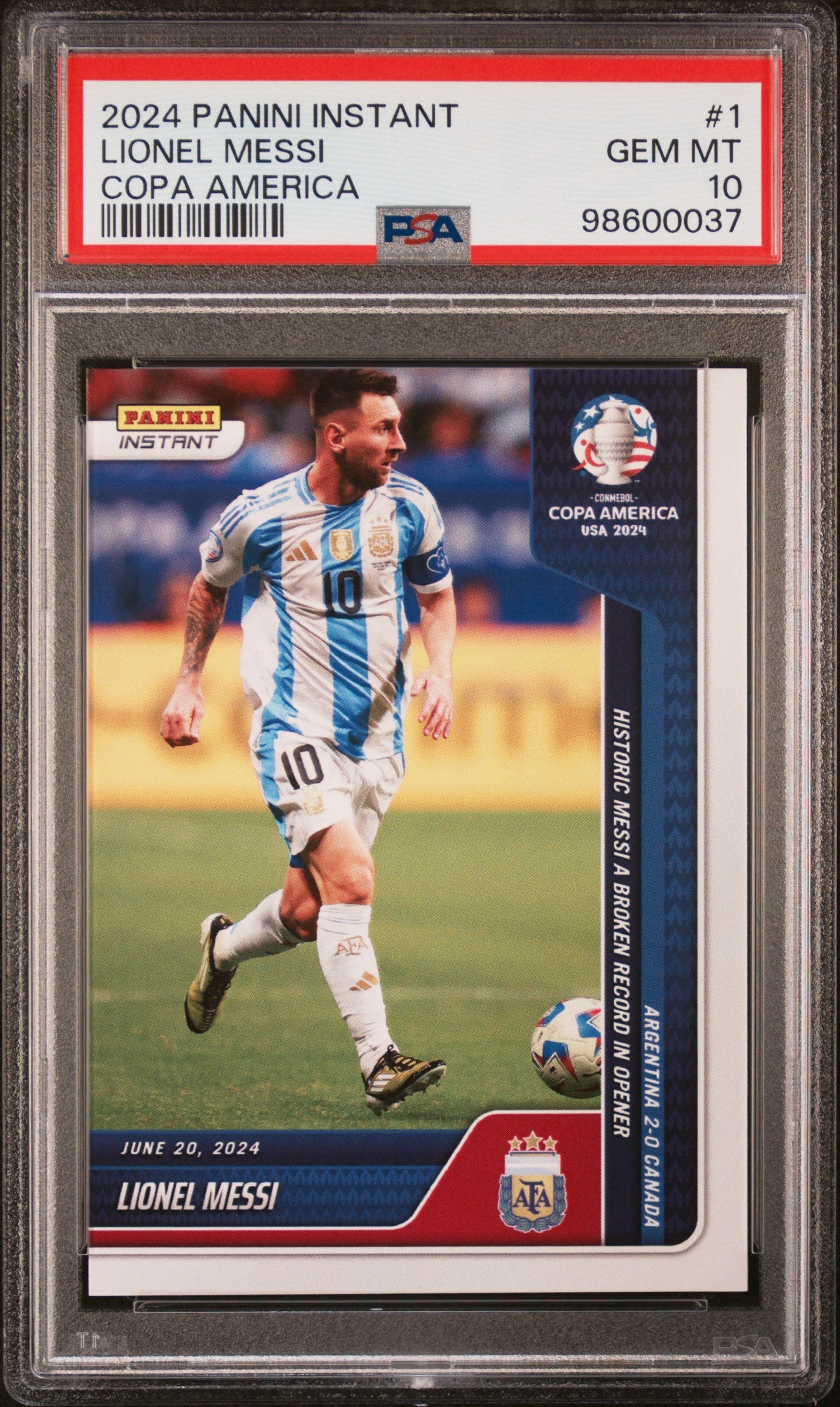 Graded 2024 Panini Instant Lionel Messi #1 Copa America Soccer Card PSA 10 Gem Mint 1