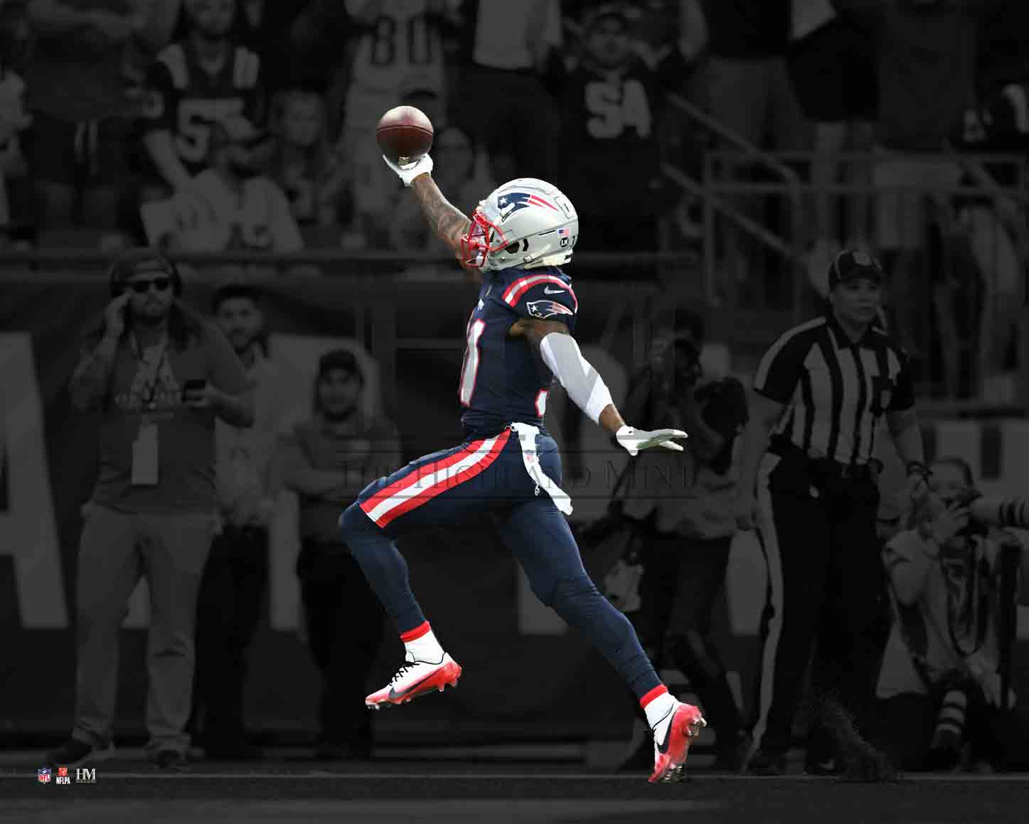 Jonathan Jones New England Patriots Blackout Football Photo 1