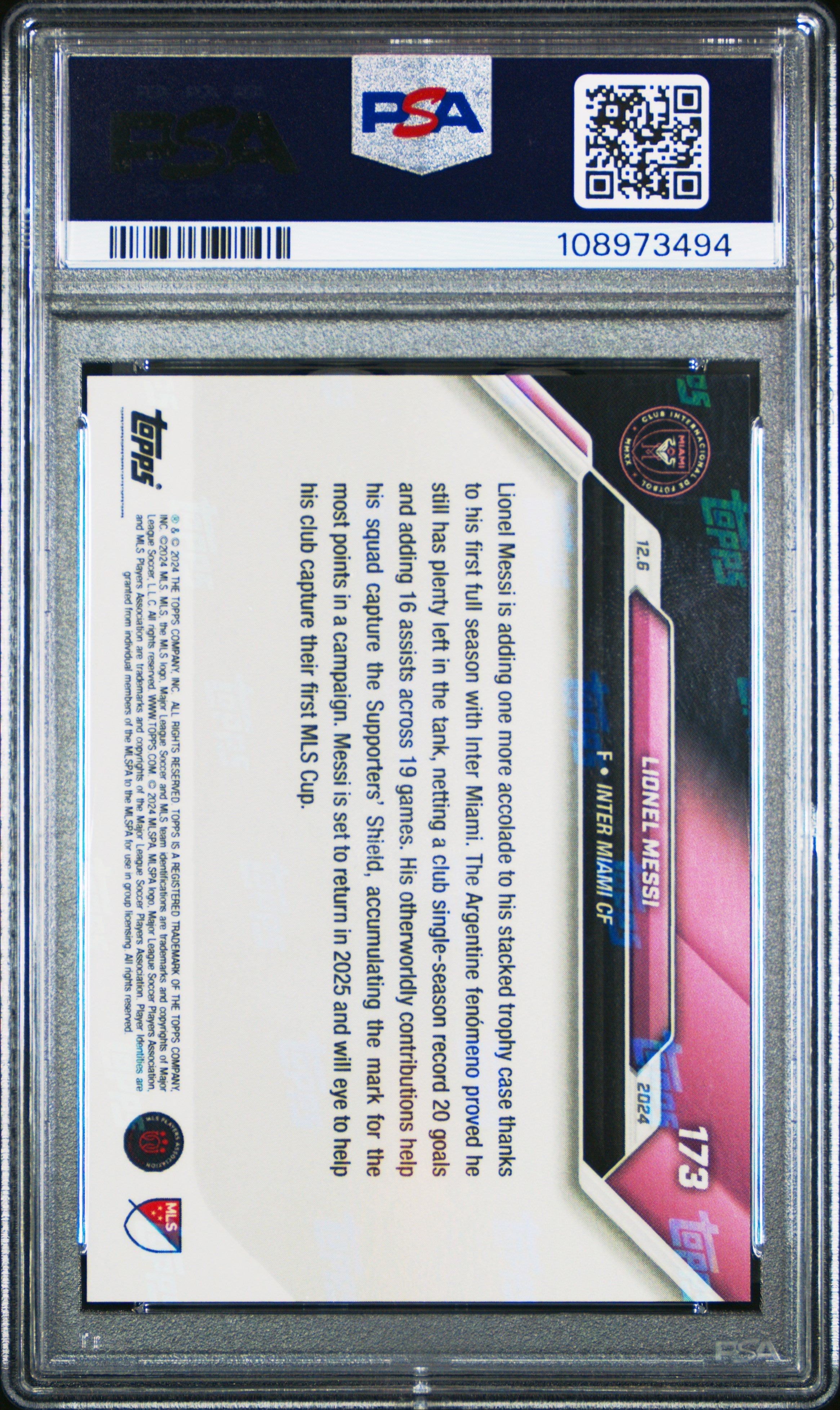 Graded 2024 Topps Now MLS Lionel Messi #173 Soccer Card PSA 7 Near Mint 2
