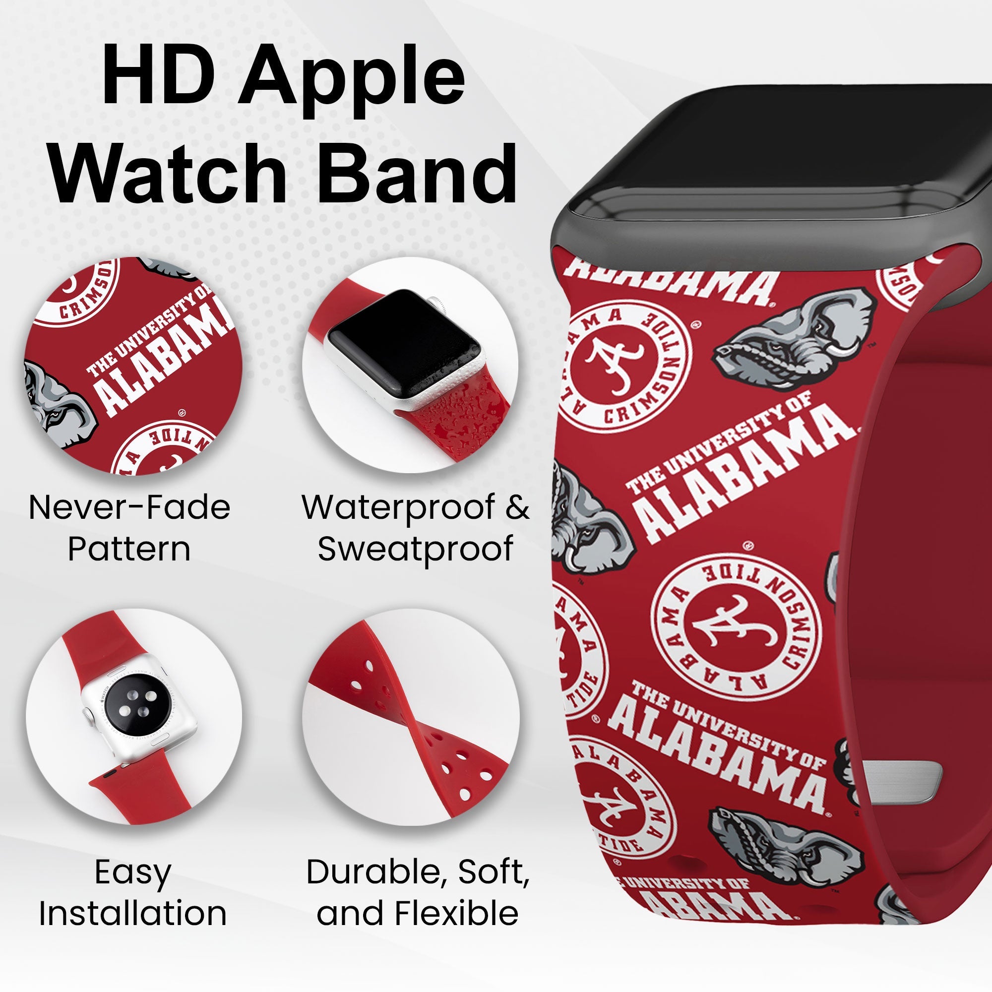 Alabama Crimson Tide HD Apple Watch Band 13