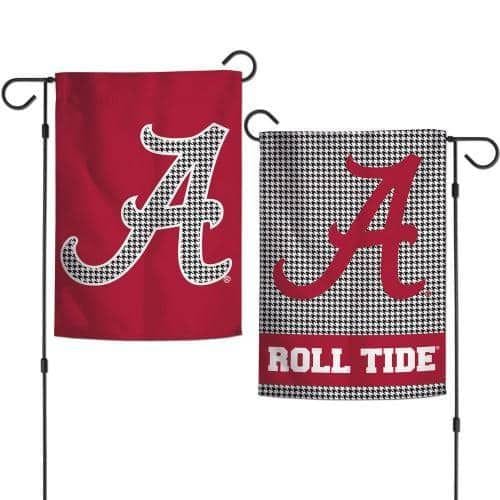 Alabama Garden Flag Crimson Tide Houndstooth 2 Sided Logo