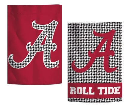 Alabama Garden Flag Crimson Tide Houndstooth 2 Sided Logo