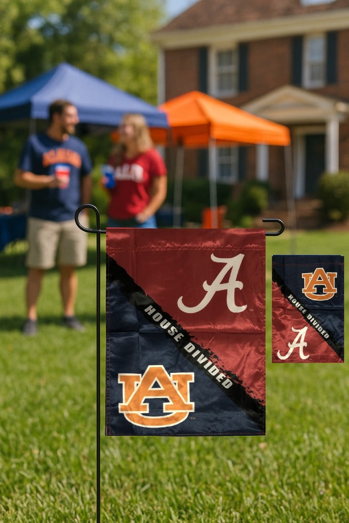 Alabama vs Auburn House Divided Garden Flag | Double-Sided Rivalry