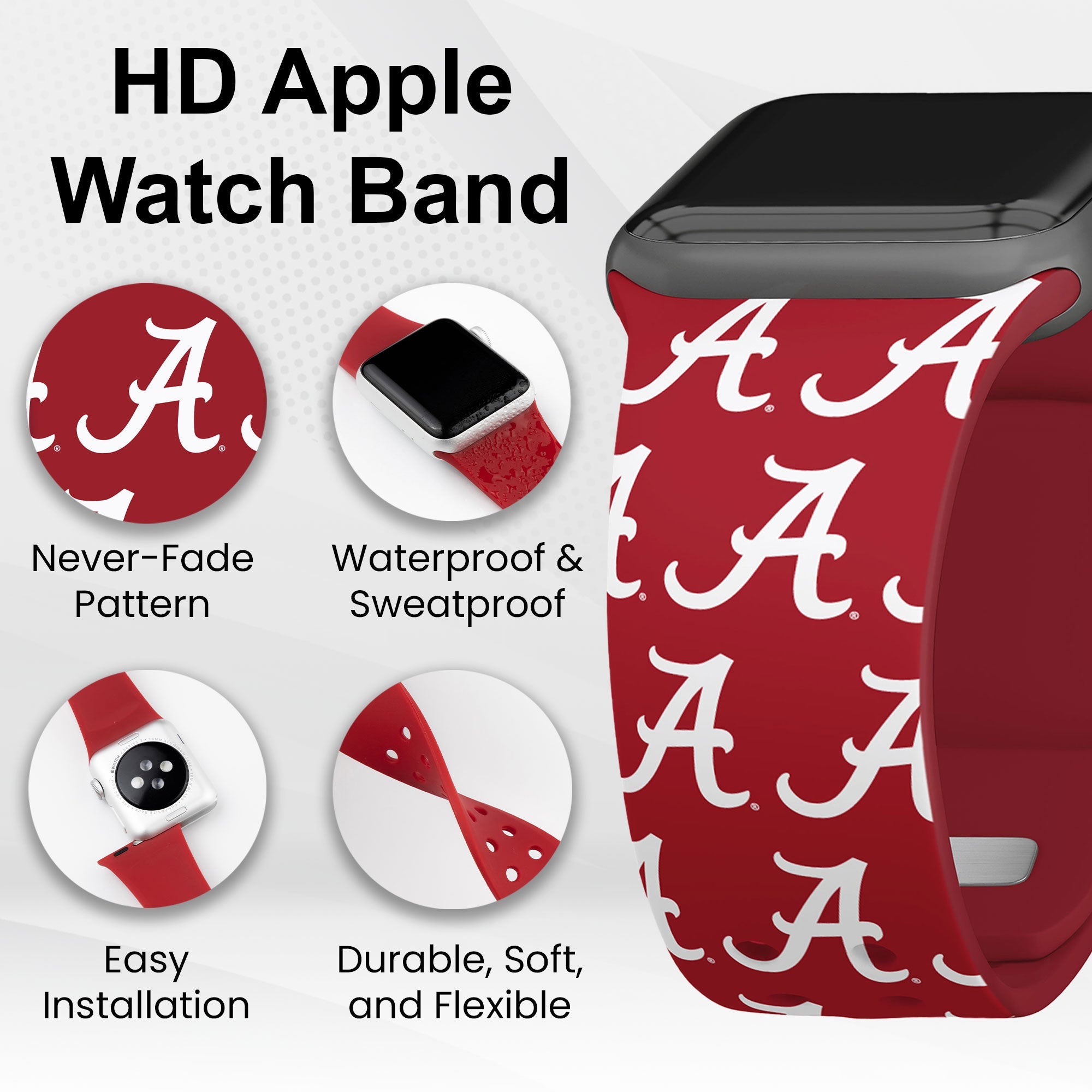 Alabama Crimson Tide HD Apple Watch Band 8
