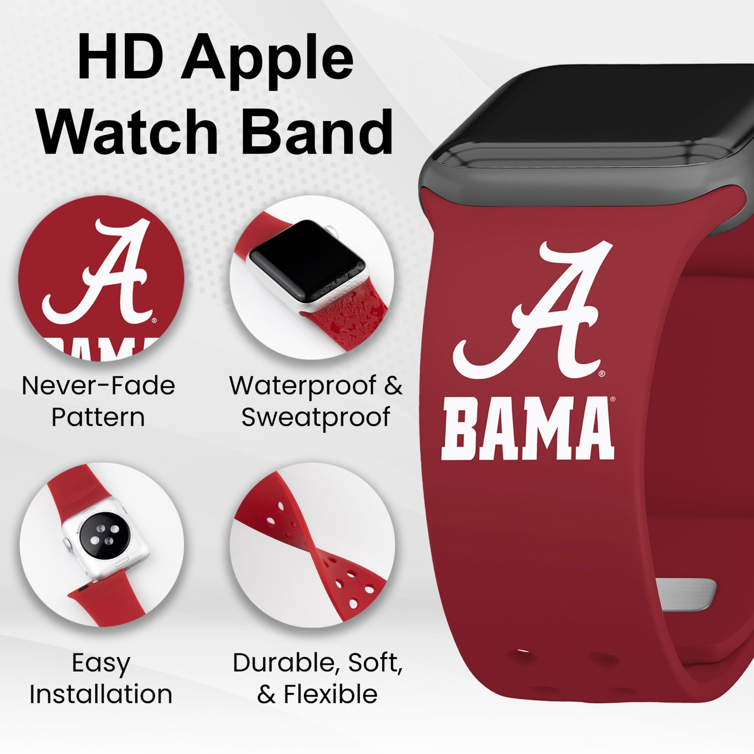 Alabama Crimson Tide HD Apple Watch Band 19
