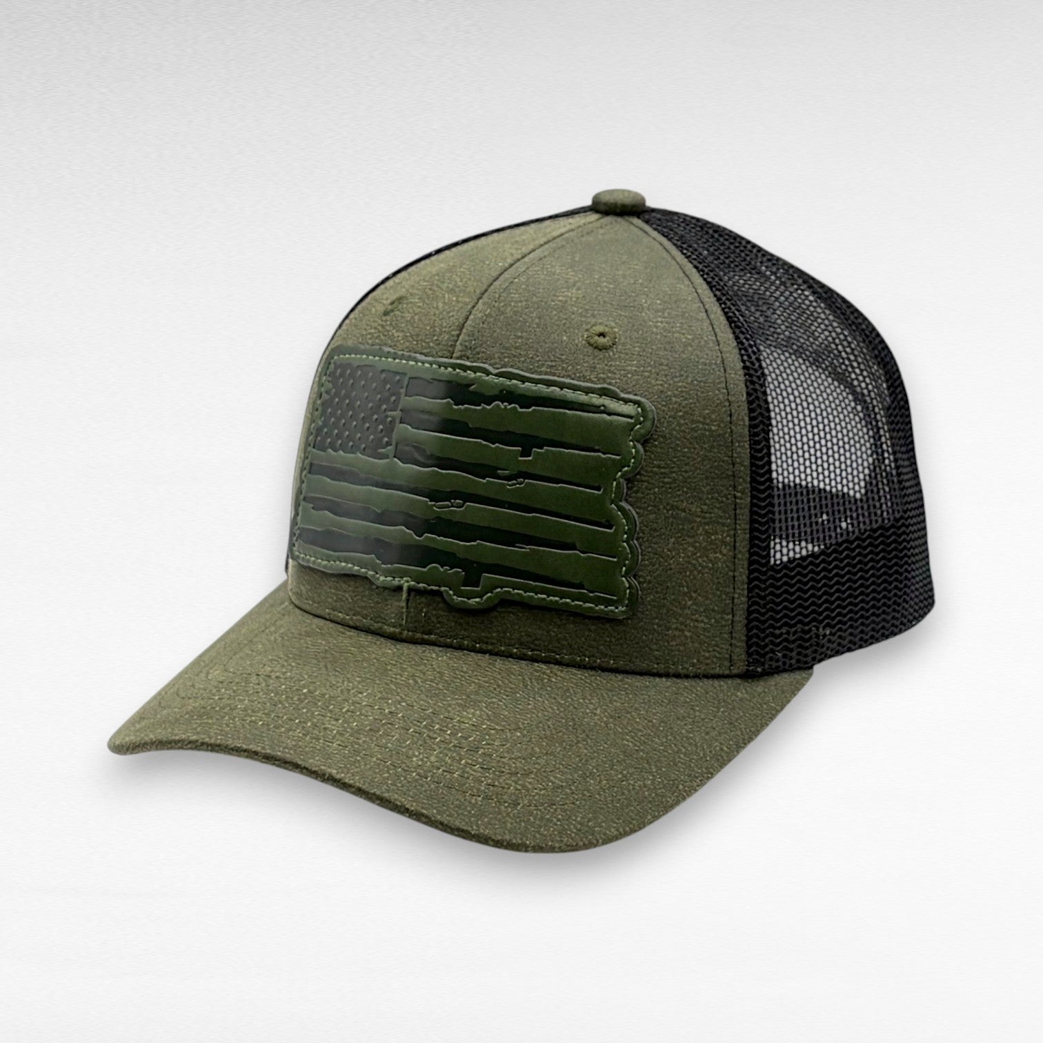 Performance USA Flag Leather Patch Trucker Hat | Snapback, Structured Mesh Back 7